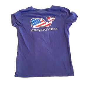 Navy blue shirt with American flag whale logo